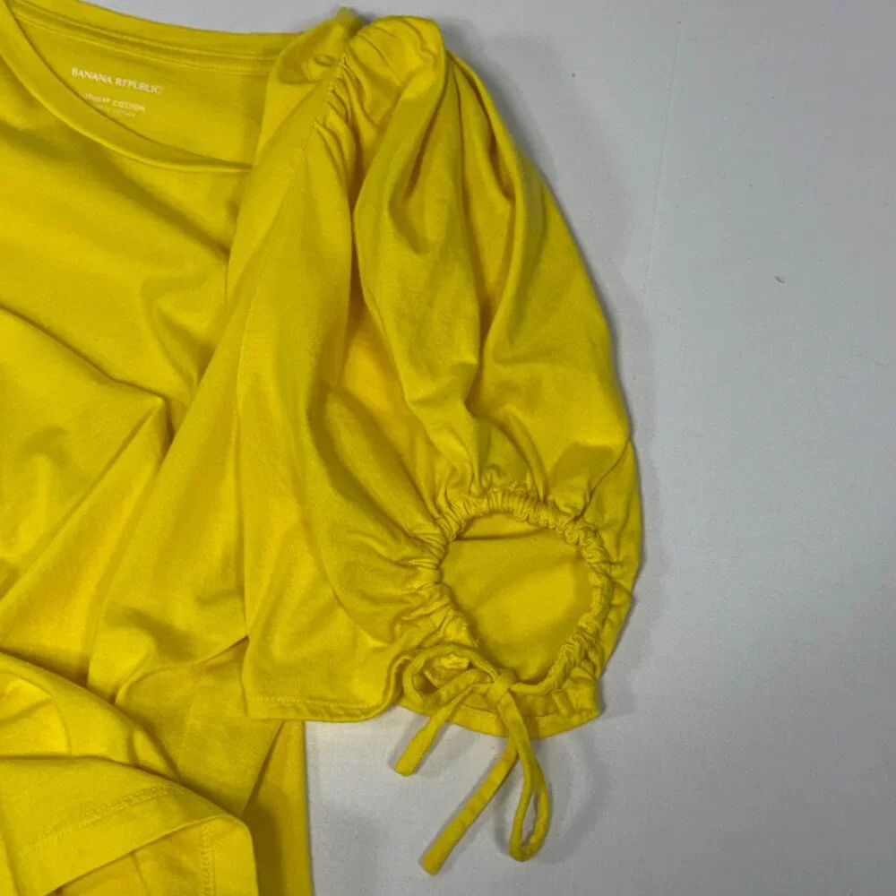 Puff Sleeve Banana Republic Yellow Supima Cotton T-Shirt Size S Small